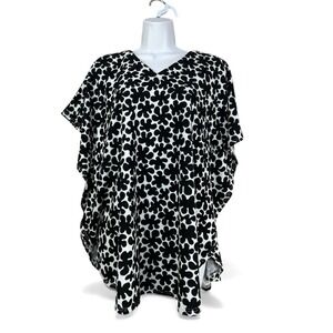 Marimekko for Target Black White Swim Cover Up Poncho L/XL Terry Cloth Resort